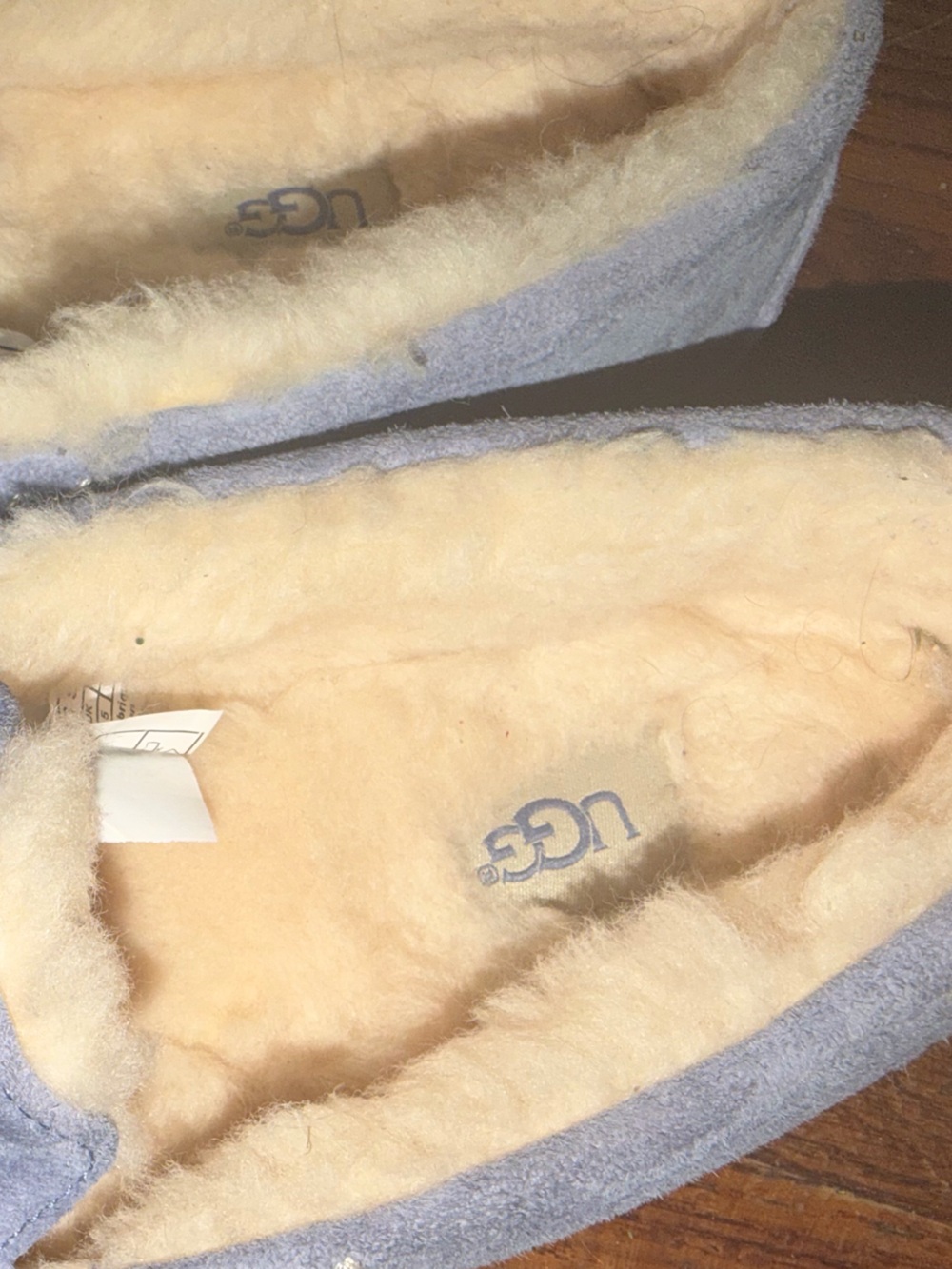 UGG womens Ansley size 8 Light blue periwinkle Suede Shearling Moccasins nwot - Picture 5 of 7